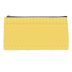 Saffron Yellow Color Stripes Pencil Case by SpinnyChairDesigns