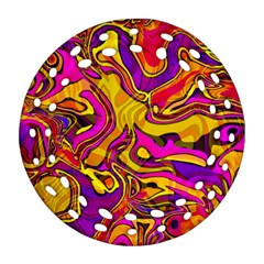 Colorful Boho Swirls Pattern Ornament (round Filigree) by SpinnyChairDesigns