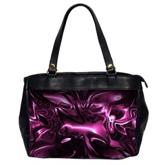 Black Magenta Abstract Art Oversize Office Handbag (2 Sides) by SpinnyChairDesigns