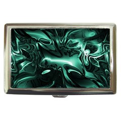 Biscay Green Black Abstract Art Cigarette Money Case by SpinnyChairDesigns