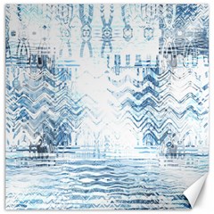 Boho Faded Blue Denim White Batik Canvas 16  X 16  by SpinnyChairDesigns