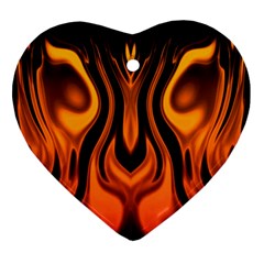 Fire And Flames Pattern Ornament (heart) by SpinnyChairDesigns