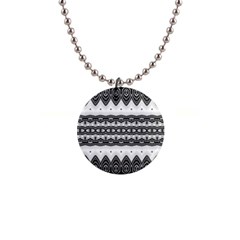 Boho Black And White  1  Button Necklace by SpinnyChairDesigns