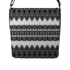 Boho Black And White  Flap Closure Messenger Bag (l) by SpinnyChairDesigns