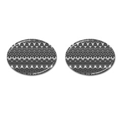 Boho Black And White Pattern Cufflinks (oval) by SpinnyChairDesigns