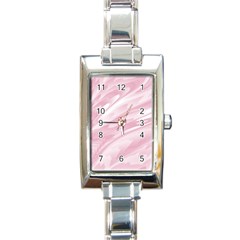 Pastel Pink Feathered Pattern Rectangle Italian Charm Watch by SpinnyChairDesigns