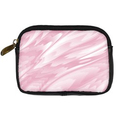 Pastel Pink Feathered Pattern Digital Camera Leather Case by SpinnyChairDesigns