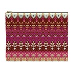 Boho Fuschia and Gold Pattern Cosmetic Bag (XL) Front