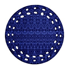 Boho Navy Blue  Ornament (round Filigree) by SpinnyChairDesigns