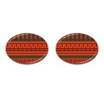 Boho Aztec Rust Orange Color Stripes Cufflinks (Oval) Front(Pair)