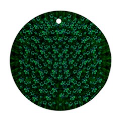 Leaf Forest And Blue Flowers In Peace Round Ornament (two Sides) by pepitasart