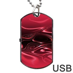 Crimson Red Black Swirl Dog Tag Usb Flash (two Sides) by SpinnyChairDesigns