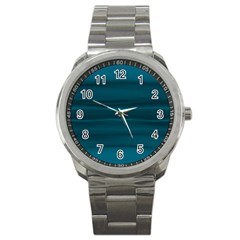 Teal Blue Ombre Sport Metal Watch by SpinnyChairDesigns