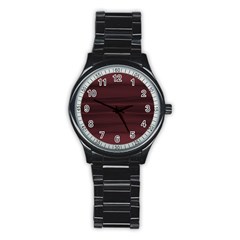 Burgundy Wine Ombre Stainless Steel Round Watch by SpinnyChairDesigns