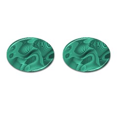 Biscay Green Swirls Cufflinks (oval) by SpinnyChairDesigns