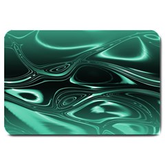 Biscay Green Black Swirls Large Doormat  by SpinnyChairDesigns