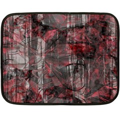Red Black Abstract Texture Fleece Blanket (mini) by SpinnyChairDesigns