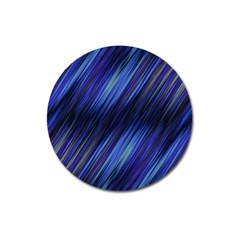 Indigo And Black Stripes Magnet 3  (round) by SpinnyChairDesigns