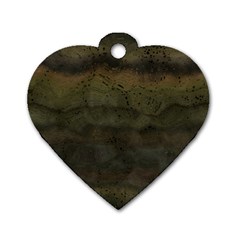 Army Green Grunge Texture Dog Tag Heart (two Sides) by SpinnyChairDesigns