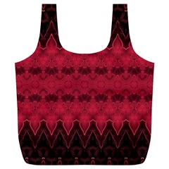 Boho Red Black Pattern Full Print Recycle Bag (xl) by SpinnyChairDesigns