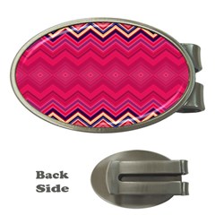 Boho Aztec Stripes Rose Pink Money Clips (oval)  by SpinnyChairDesigns