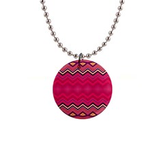 Boho Aztec Stripes Rose Pink 1  Button Necklace by SpinnyChairDesigns