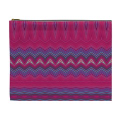 Magenta Blue Stripes Cosmetic Bag (xl) by SpinnyChairDesigns