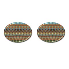 Boho Earth Colors Pattern Cufflinks (oval) by SpinnyChairDesigns