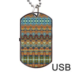 Boho Earth Colors Pattern Dog Tag Usb Flash (two Sides) by SpinnyChairDesigns
