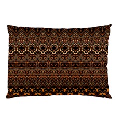 Boho Brown Gold Pillow Case by SpinnyChairDesigns