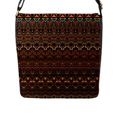 Boho Brown Gold Flap Closure Messenger Bag (l) by SpinnyChairDesigns