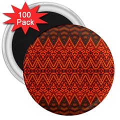 Boho Rust Orange Brown Pattern 3  Magnets (100 Pack) by SpinnyChairDesigns