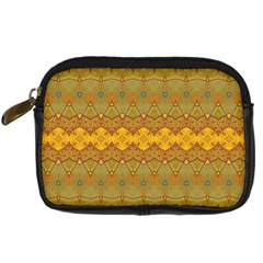 Boho Old Gold Pattern Digital Camera Leather Case by SpinnyChairDesigns