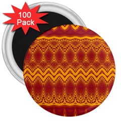 Boho Red Gold Pattern 3  Magnets (100 Pack) by SpinnyChairDesigns