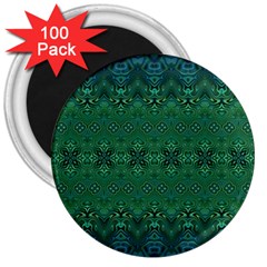 Boho Emerald Green And Blue  3  Magnets (100 Pack) by SpinnyChairDesigns