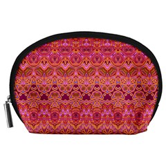 Boho Pink Pattern Accessory Pouch (large) by SpinnyChairDesigns