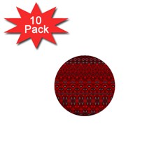 Boho Red Black Grey 1  Mini Buttons (10 Pack)  by SpinnyChairDesigns