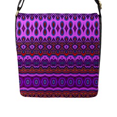 Boho Magenta Pattern Flap Closure Messenger Bag (l) by SpinnyChairDesigns