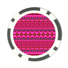 Boho Bright Pink Floral Poker Chip Card Guard by SpinnyChairDesigns
