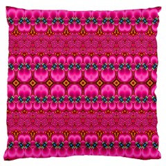 Boho Bright Pink Floral Large Cushion Case (two Sides) by SpinnyChairDesigns
