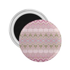 Boho Pastel Spring Floral Pink 2 25  Magnets by SpinnyChairDesigns