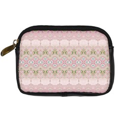 Boho Pastel Spring Floral Pink Digital Camera Leather Case by SpinnyChairDesigns