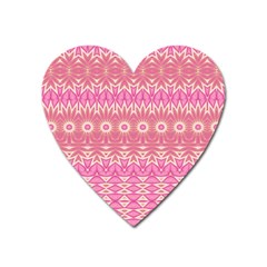 Boho Pink Floral Pattern Heart Magnet by SpinnyChairDesigns