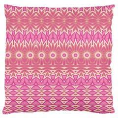 Boho Pink Floral Pattern Large Flano Cushion Case (one Side) by SpinnyChairDesigns
