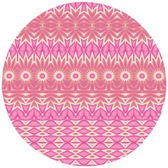 Boho Pink Floral Pattern Wooden Puzzle Round by SpinnyChairDesigns