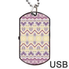 Boho Violet Yellow Dog Tag Usb Flash (two Sides) by SpinnyChairDesigns