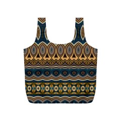 Boho Brown Blue Full Print Recycle Bag (s) by SpinnyChairDesigns