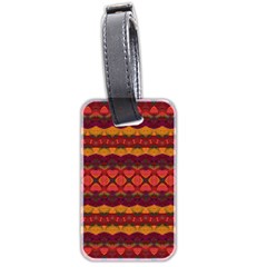 Boho Red Gold Luggage Tag (two Sides) by SpinnyChairDesigns