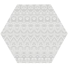 Boho White Wedding Lace Pattern Wooden Puzzle Hexagon by SpinnyChairDesigns