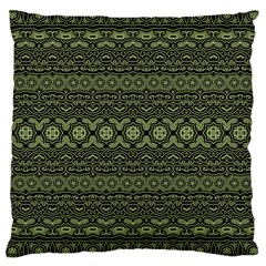 Boho Sage Green Black Large Cushion Case (two Sides) by SpinnyChairDesigns